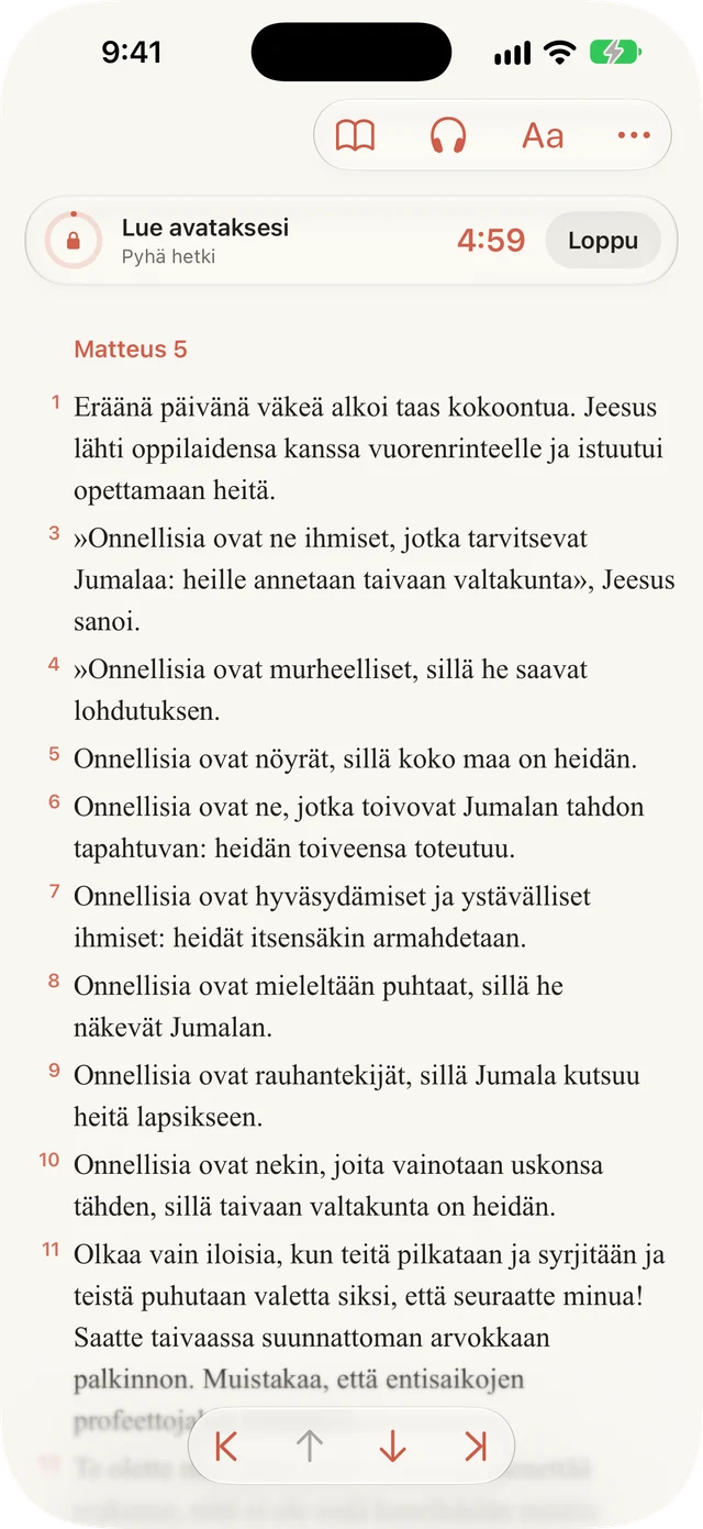 Estä häiriöt lukiessasi.