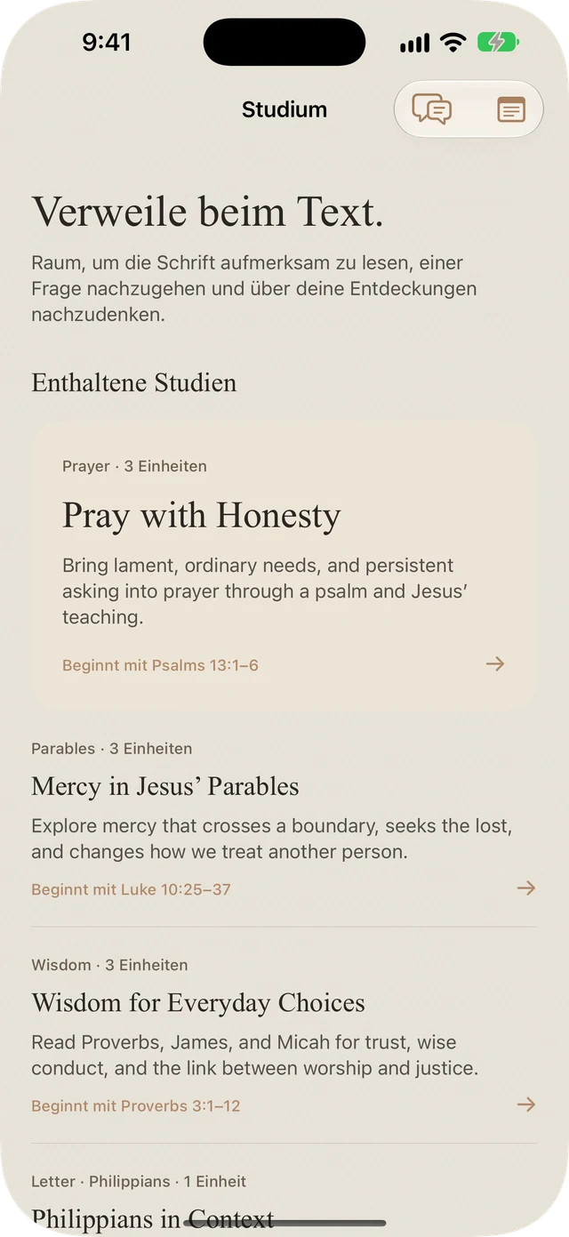 Enthaltene Studien von Bible Brite zu Gebet, Gleichnissen, Weisheit und den Philippern