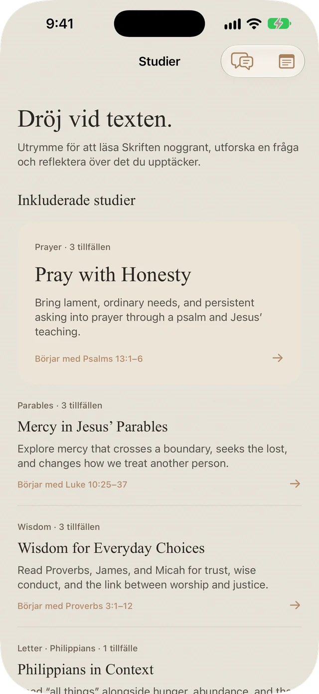Bible Brites inkluderade studier om bön, liknelser, vishet och Filipperna