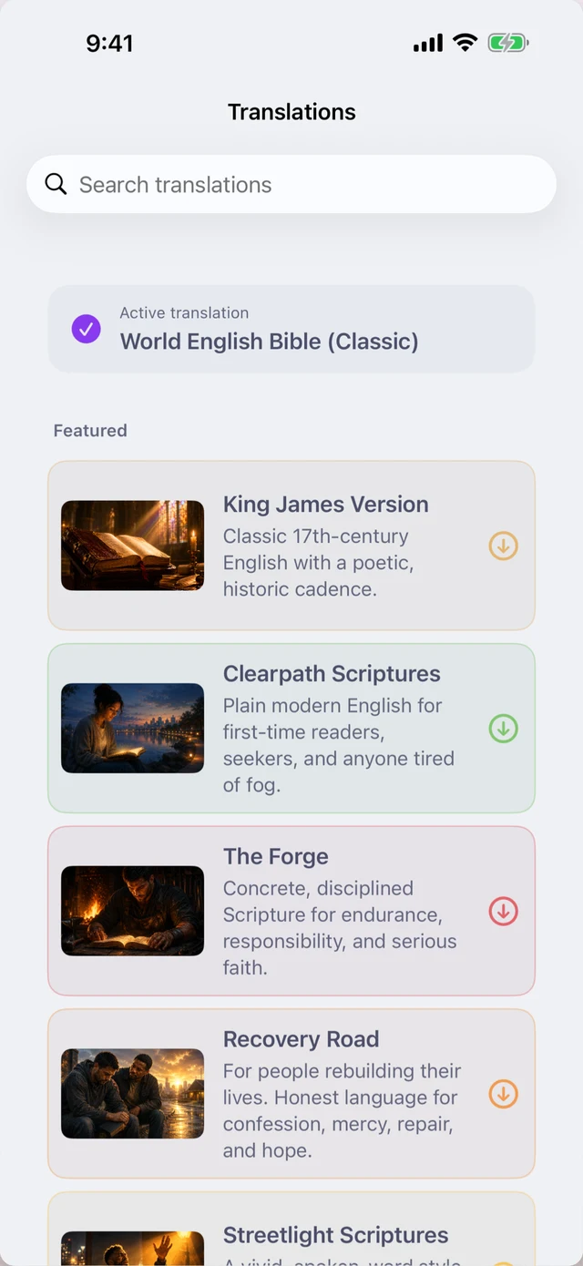 Six original translations