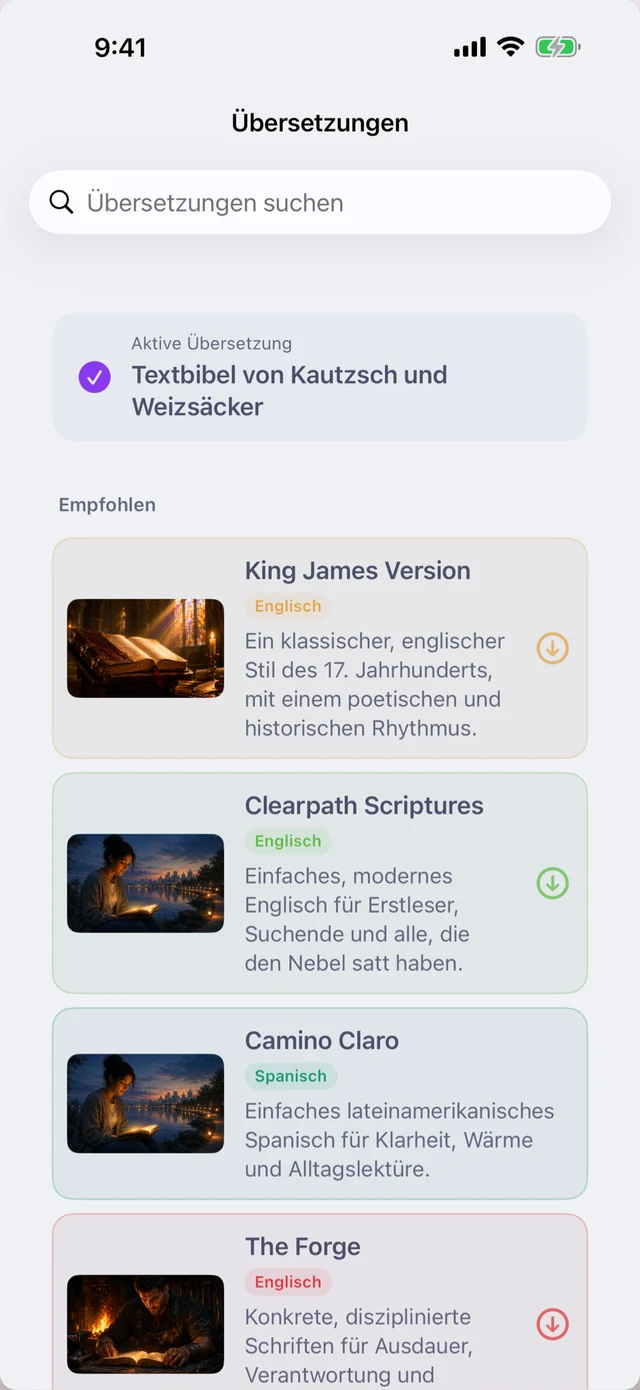 Sechs Original-Übersetzungen